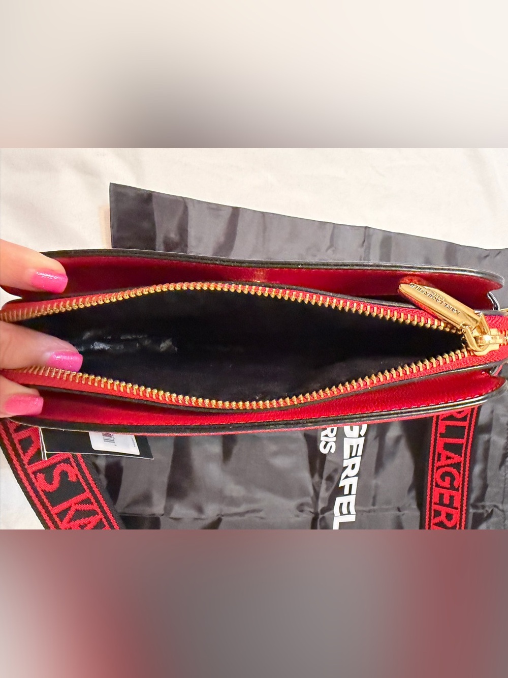 Karl Lagerfeld Red Crossbody Bag MSRP $228 - Picture 3 of 7